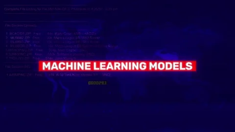 Machine Learning Models Error Warning Text on hacking background screen Stock Footage 317049611