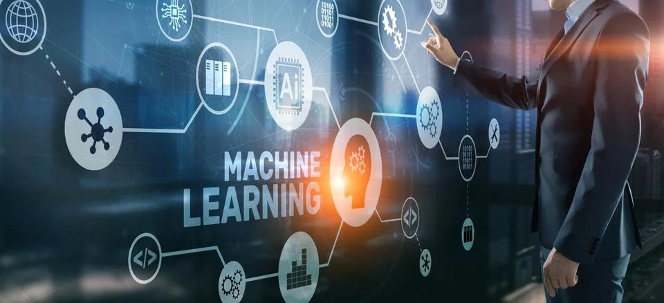 Machine Learning Modern Computer Technologies concept. Artificial intelligence Stock Photos