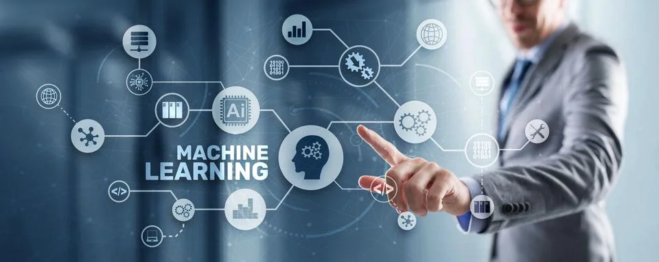 Machine Learning Modern Computer Technologies concept. Artificial intelligence Stock Photos