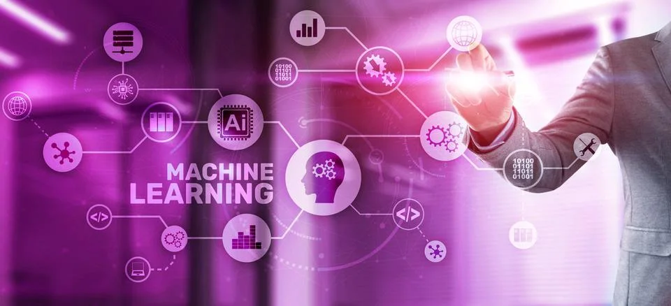 Machine Learning Modern Computer Technologies concept. Artificial intelligence Stock Photos