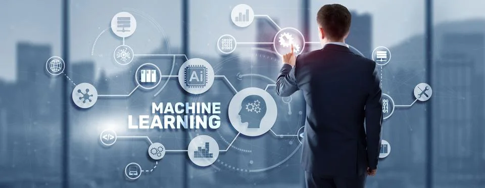 Machine Learning Modern Computer Technologies concept. Artificial intelligence Stock Photos