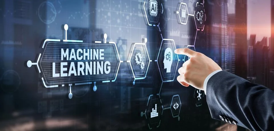 Machine Learning Modern Computer Technologies concept. Artificial intelligence Stock Photos