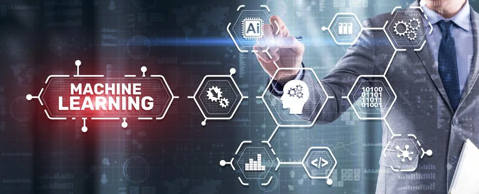 Machine Learning Modern Computer Technologies concept. Artificial intelligence Stock Photos