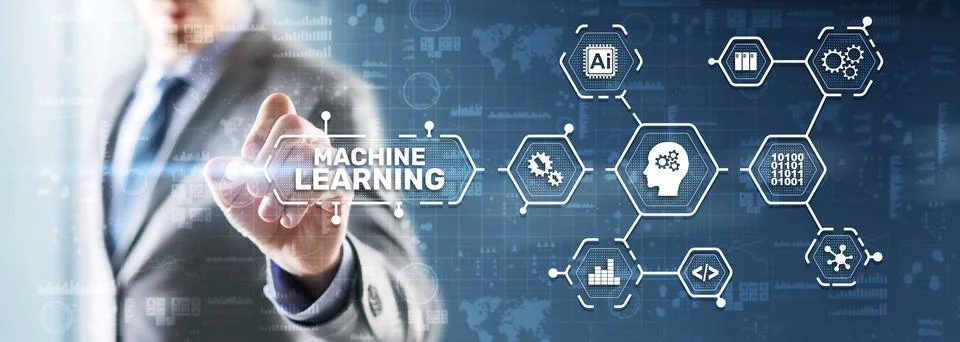 Machine Learning Modern Computer Technologies concept. Artificial intelligence Stock Photos