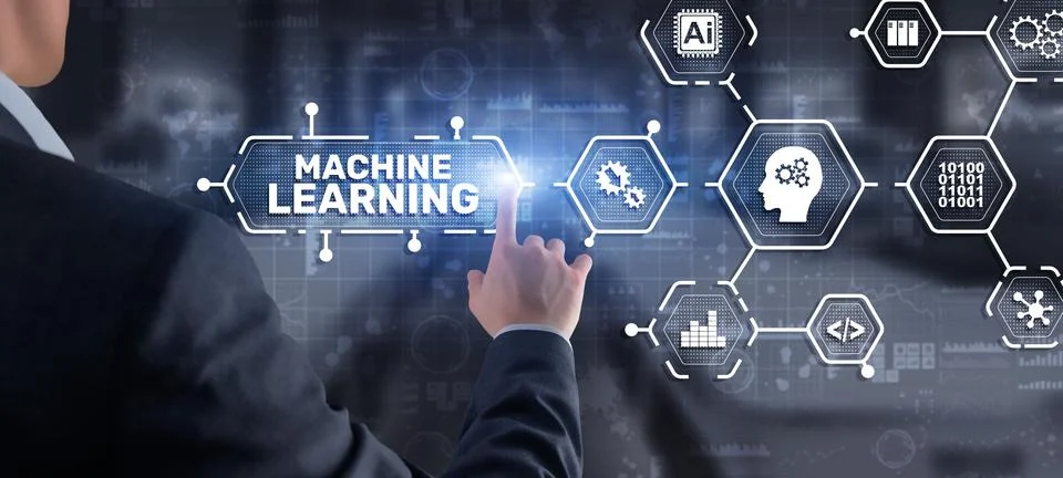 Machine Learning Modern Computer Technologies concept. Artificial intelligence Stock Photos