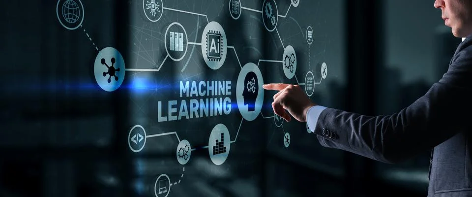 Machine Learning Modern Computer Technologies concept. Artificial intelligence Stock Photos