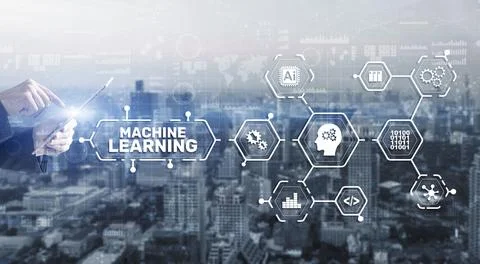 Machine Learning Modern Computer Technologies concept. Artificial intelligence Stock Photos