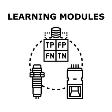 Machine learning modules developing data analysis processes Stock Illustration