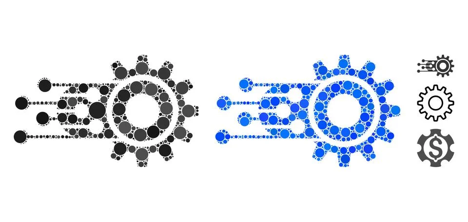 Machine Learning Mosaic Icon of Round Dots 스톡 일러스트
