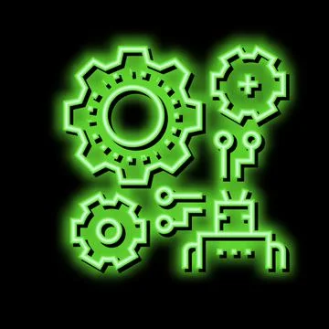 Machine learning neon glow icon illustration Stock Illustration