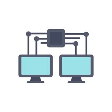 Machine learning network icon flat isolated vector 스톡 일러스트