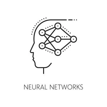 Machine learning neural network thin line icon 스톡 일러스트