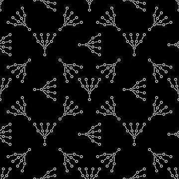 Machine Learning Neural Network vector dark line seamless pattern 库存插图