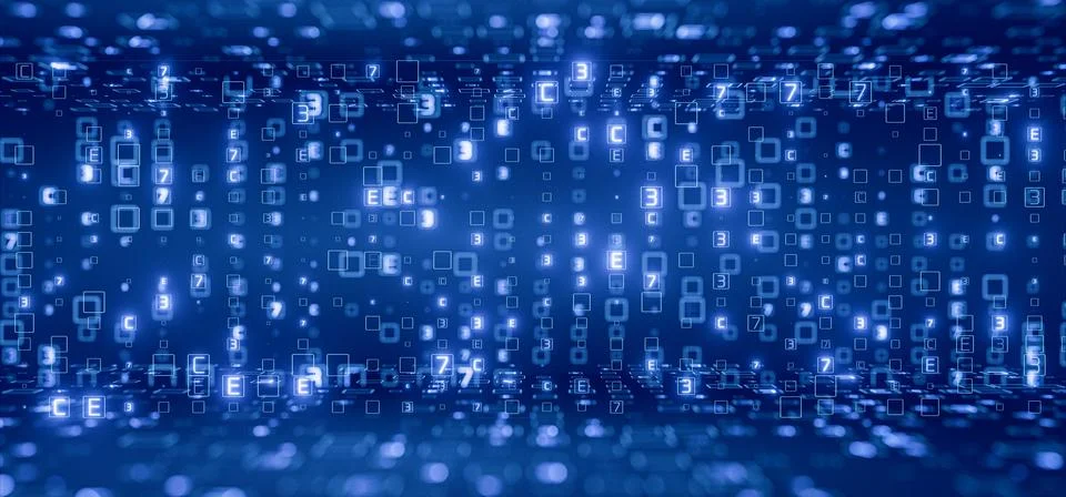 Machine learning. Number manipulation. Data encryption. Blockchain technolo.. Foto stock