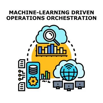 Machine learning operations orchestration driving digital transformation Stock Illustration