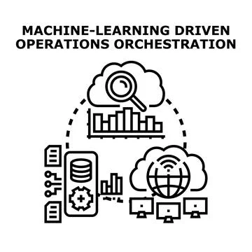 Machine learning operations orchestration driving digital transformation Illustrazione stock