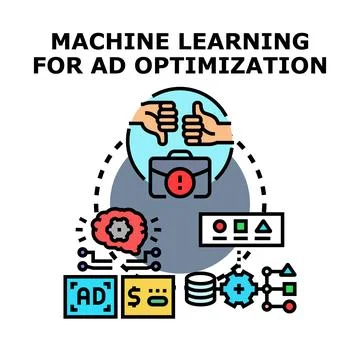 Machine learning optimizing digital advertisement campaign performance Stockillustratie