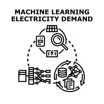 Machine learning optimizing electricity analysis and demand prediction Ilustración de archivo