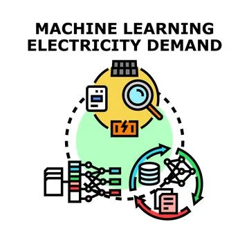 Machine learning optimizing electricity analysis and demand prediction Stock Illustration