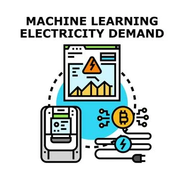 Machine learning optimizing electricity demand management Stock Illustration