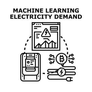 Machine learning optimizing electricity demand management Stock Illustration