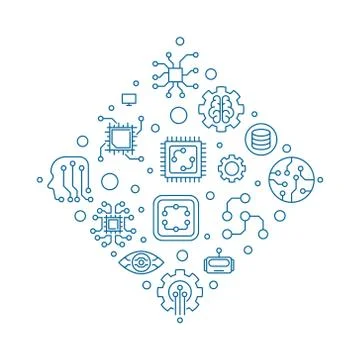 Machine Learning or ML concept vector line blue illustration イラスト素材