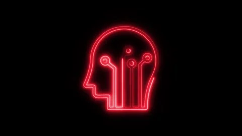 Machine Learning Outline Icon in HD Video Neon Animation  AI and Technology Stock Footage 304374991