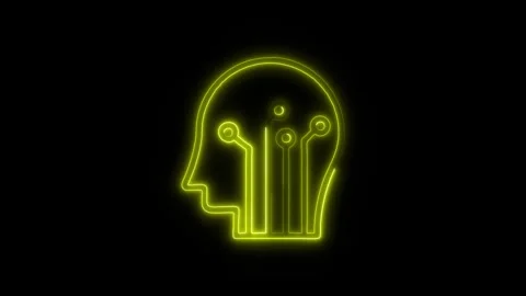 Machine Learning Outline Icon in HD Video Neon Animation  AI and Technology Stock-Footage 304374992