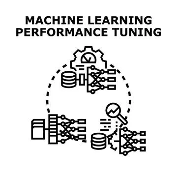 Machine learning performance tuning optimizing neural networks Stock Illustration