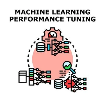 Machine learning performance tuning optimizing neural networks Stock Illustration