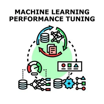Machine learning performance tuning optimizing algorithm process Stock Illustration