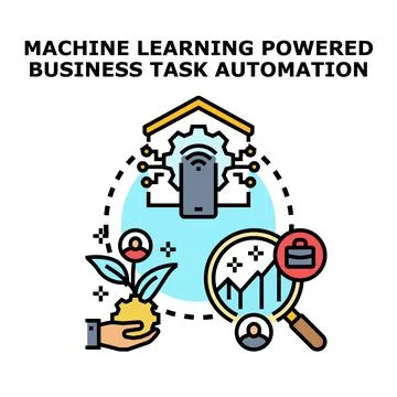Machine learning powering business task automation and growth Stock Illustration
