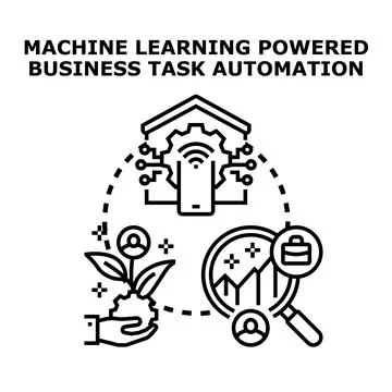Machine learning powering business task automation and growth Illustrazione stock