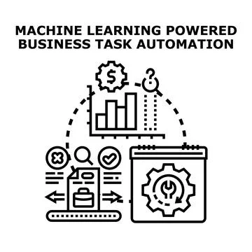 Machine learning powering business task automation process Stock Illustration