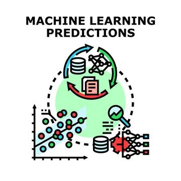 Machine learning predictions data analysis model concept Ilustração Stock
