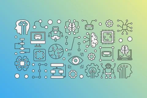 Machine learning process modern illustration Illustrazione stock