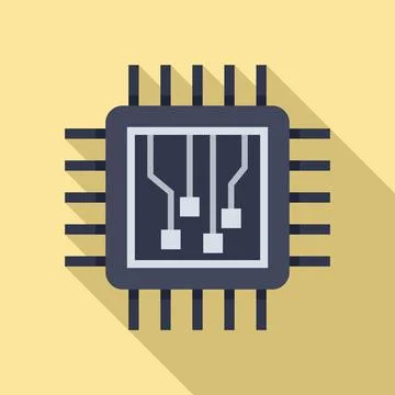 Machine learning processor icon, flat style 库存插图