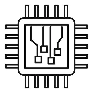 Machine learning processor icon, outline style 스톡 일러스트