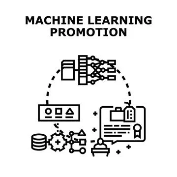 Machine learning promotion and data analysis concept Illustrazione stock