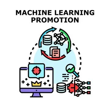 Machine learning promotion strategy for data analysis Stock Illustration