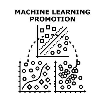 Machine learning promotion vector concept illustrating algorithms Stock Illustration
