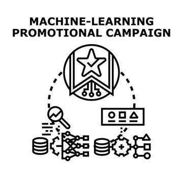 Machine learning promotional campaign concept illustration 스톡 일러스트
