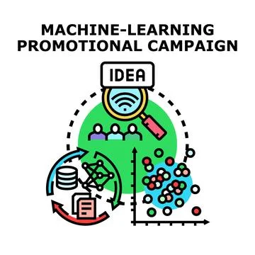 Machine learning promotional campaign idea generation process Stock Illustration