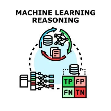Machine learning reasoning concept processing data and evaluation Stock Illustration