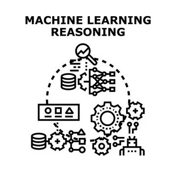 Machine learning reasoning process concept illustration Illustrazione stock