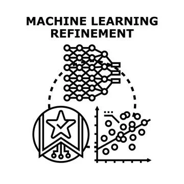Machine learning refinement concept optimizing data analysis Illustrazione stock