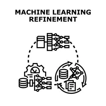 Machine learning refinement process for artificial intelligence Stockillustratie