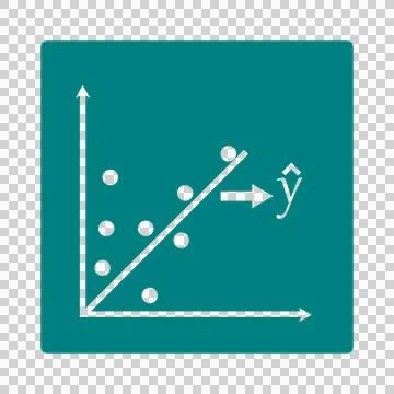 Machine learning regression icon with scatter plot and trend line Illustrazione stock