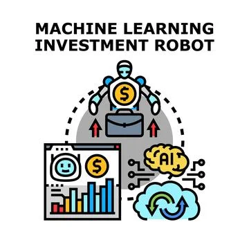 Machine learning robot investing in financial markets Ilustração Stock