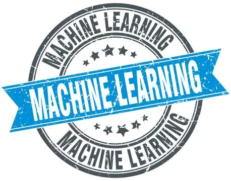 Machine learning round grunge ribbon stamp Stock Illustration